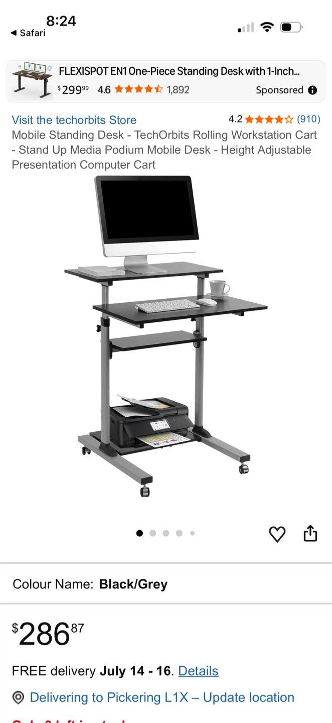 Mobile Standing Desk with Wheels - photo 3