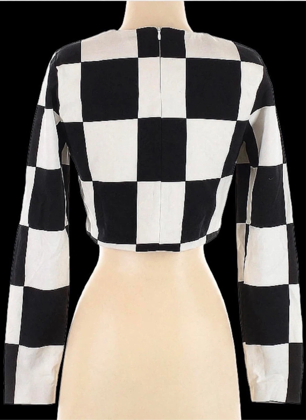 Zara Black &White Checkered Cropped Top(shoulder pads) - photo 4