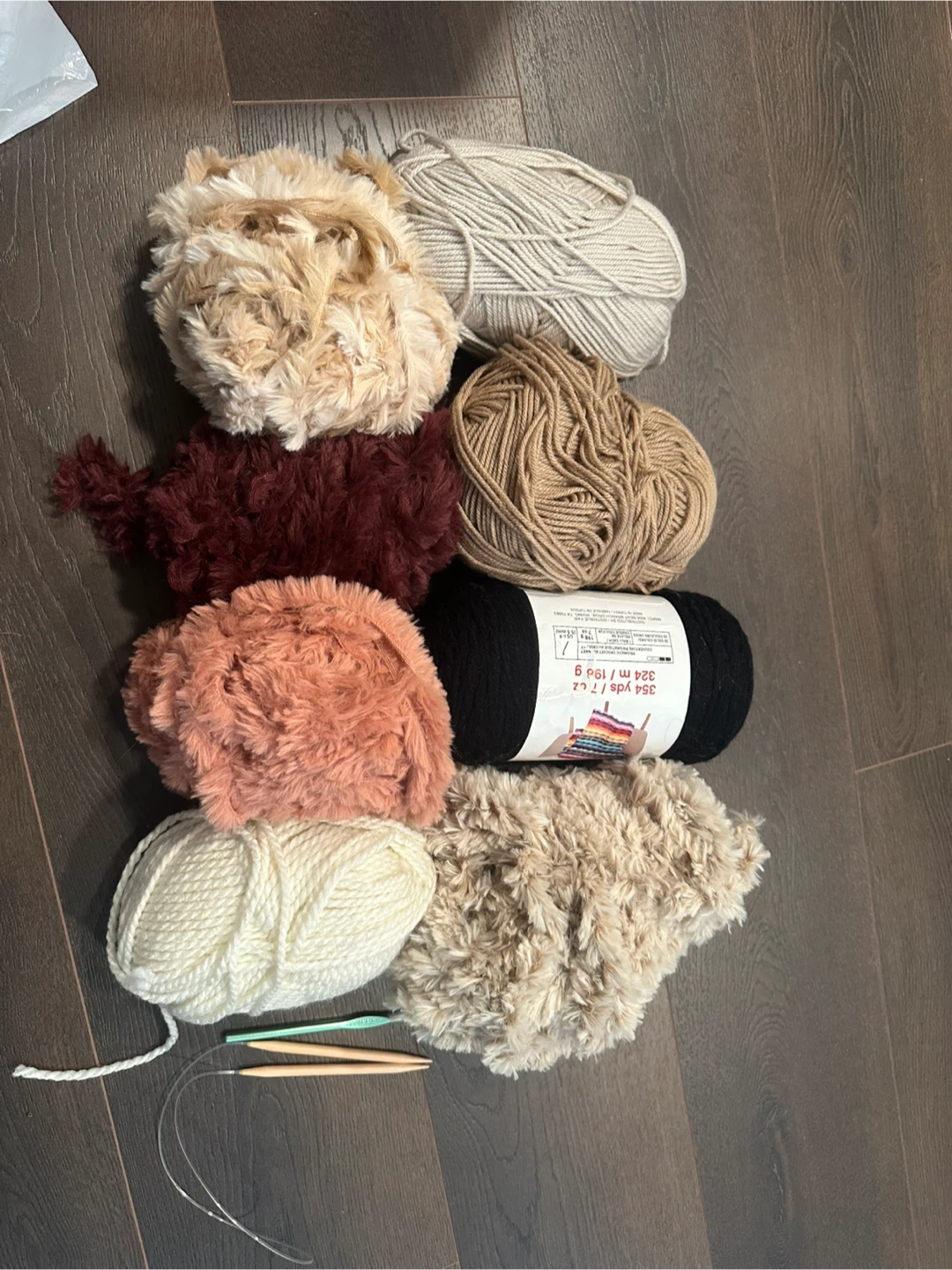 Yarn, Crochet Hooks, and Knitting Needles Set