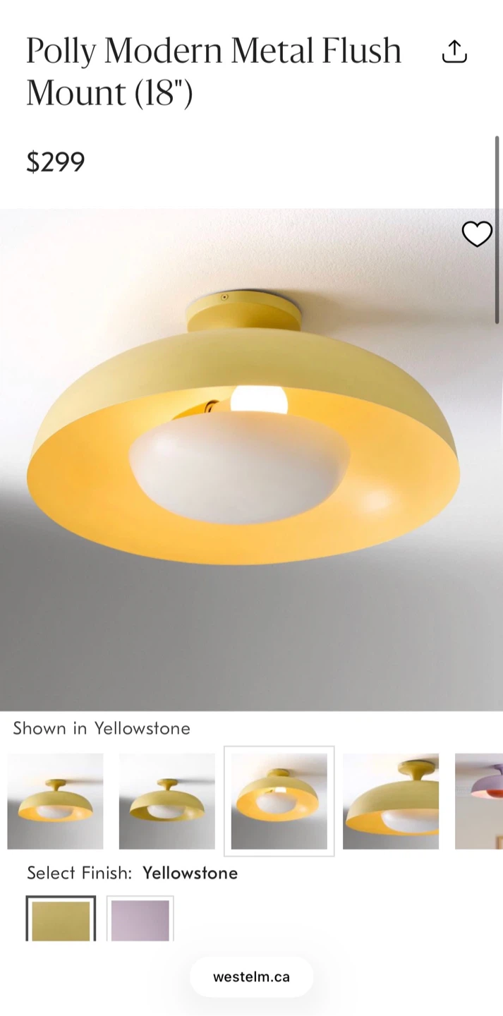 Yellow Metal Flush Mount Light (18") - photo 3