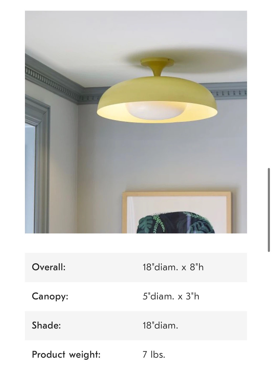 Yellow Metal Flush Mount Light (18") - photo 5