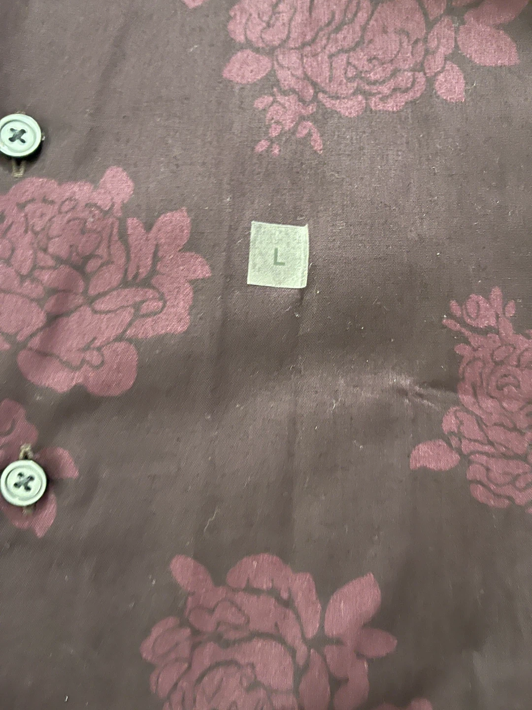 Express Slim Fit Men's Dress Shirt Large Burgundy Floral - photo 5