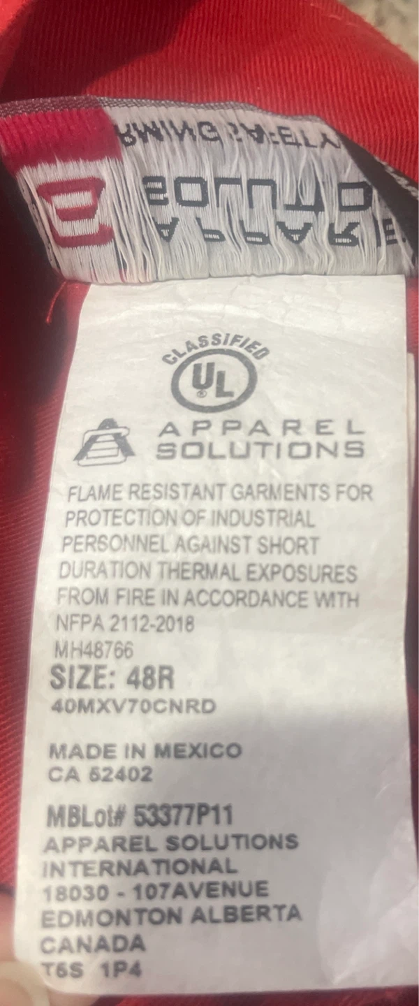 Red Flame Resistant Work Coveralls Size 48R - photo 3