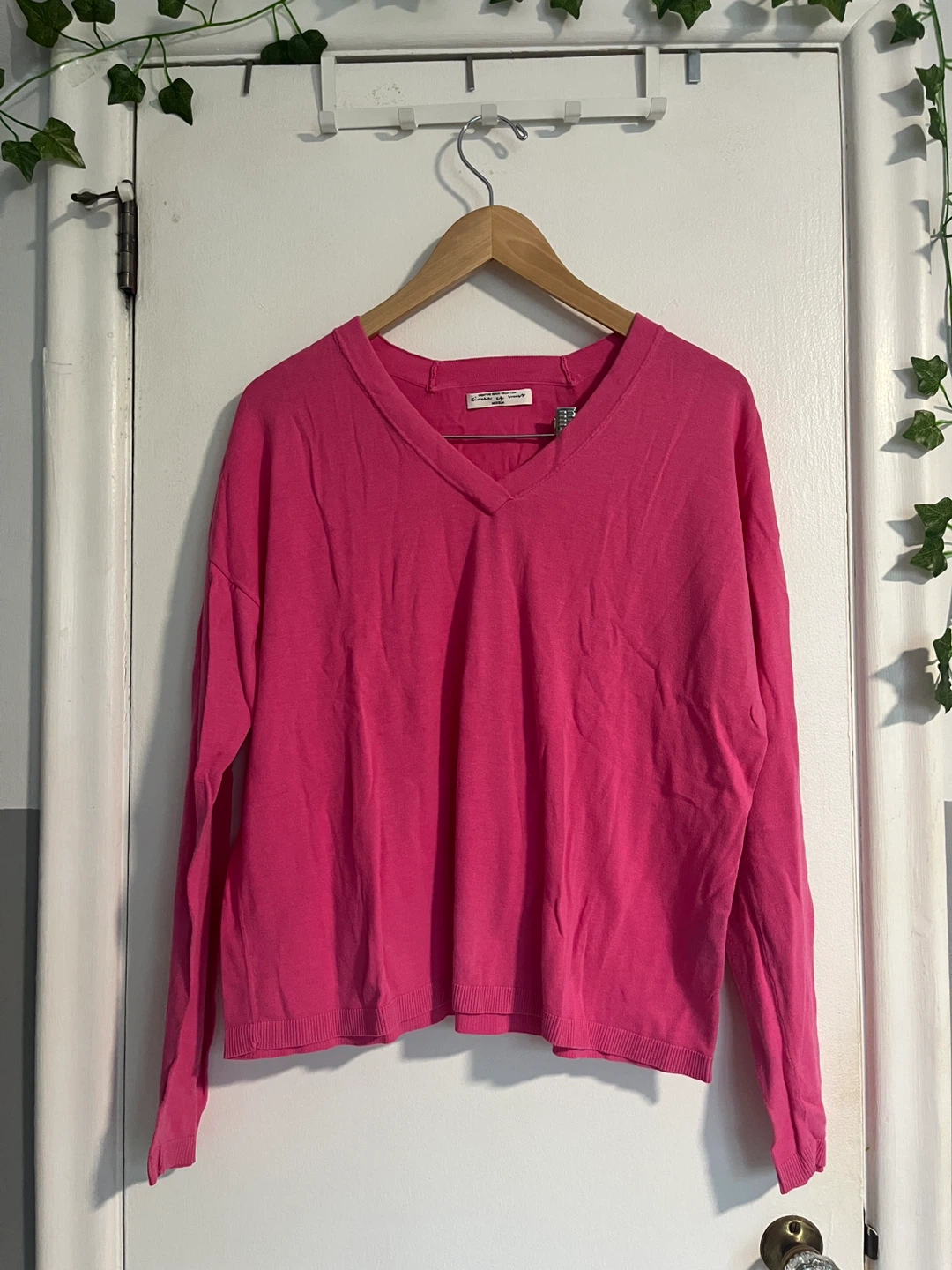 Pink V-Neck Sweater - Medium