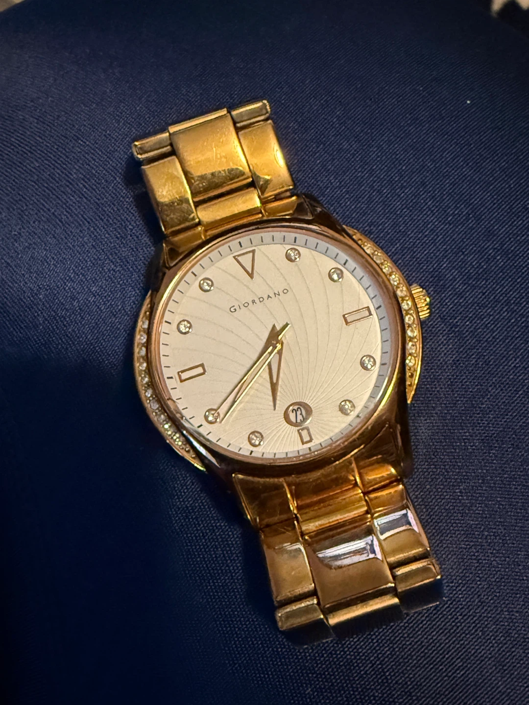Giordano Women's Rose Gold Watch with Rhinestone Bezel