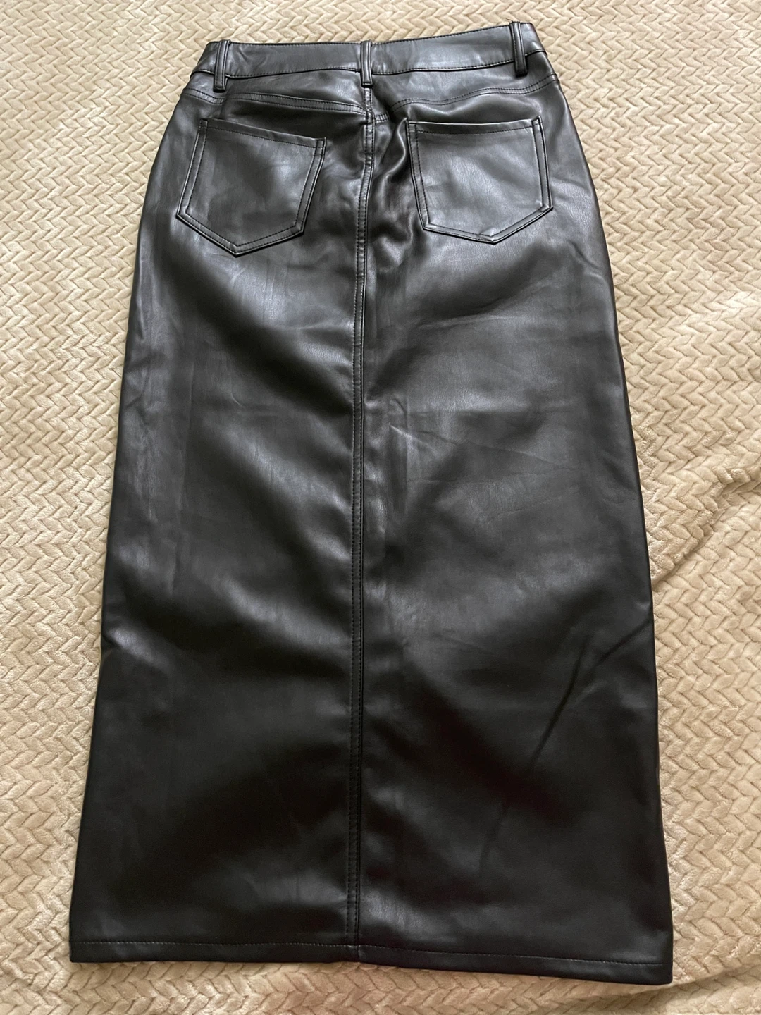 Black Faux Leather Midi Skirt - photo 4