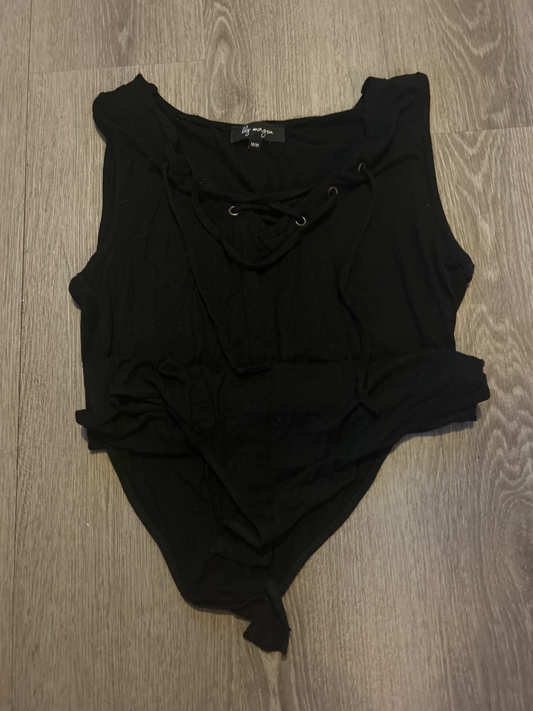 Lily Morgan Black Lace-Up Bodysuit