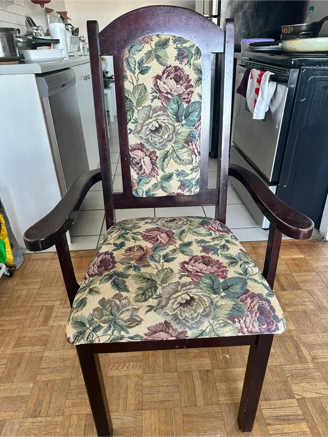 2 pcs Armchair with Floral Upholstery