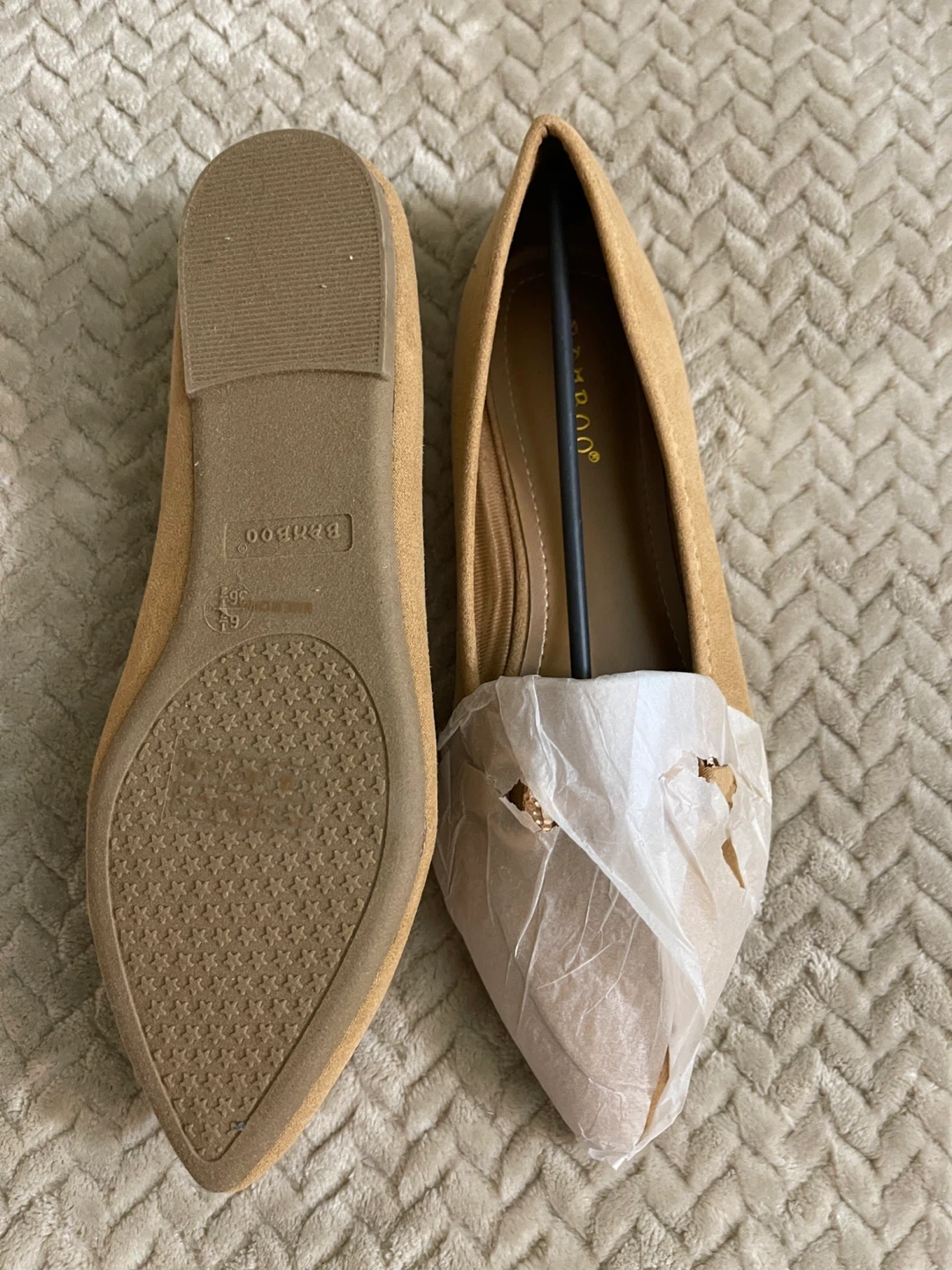 Bamboo Tan Suede Loafer Flats Size 6.5 - photo 3