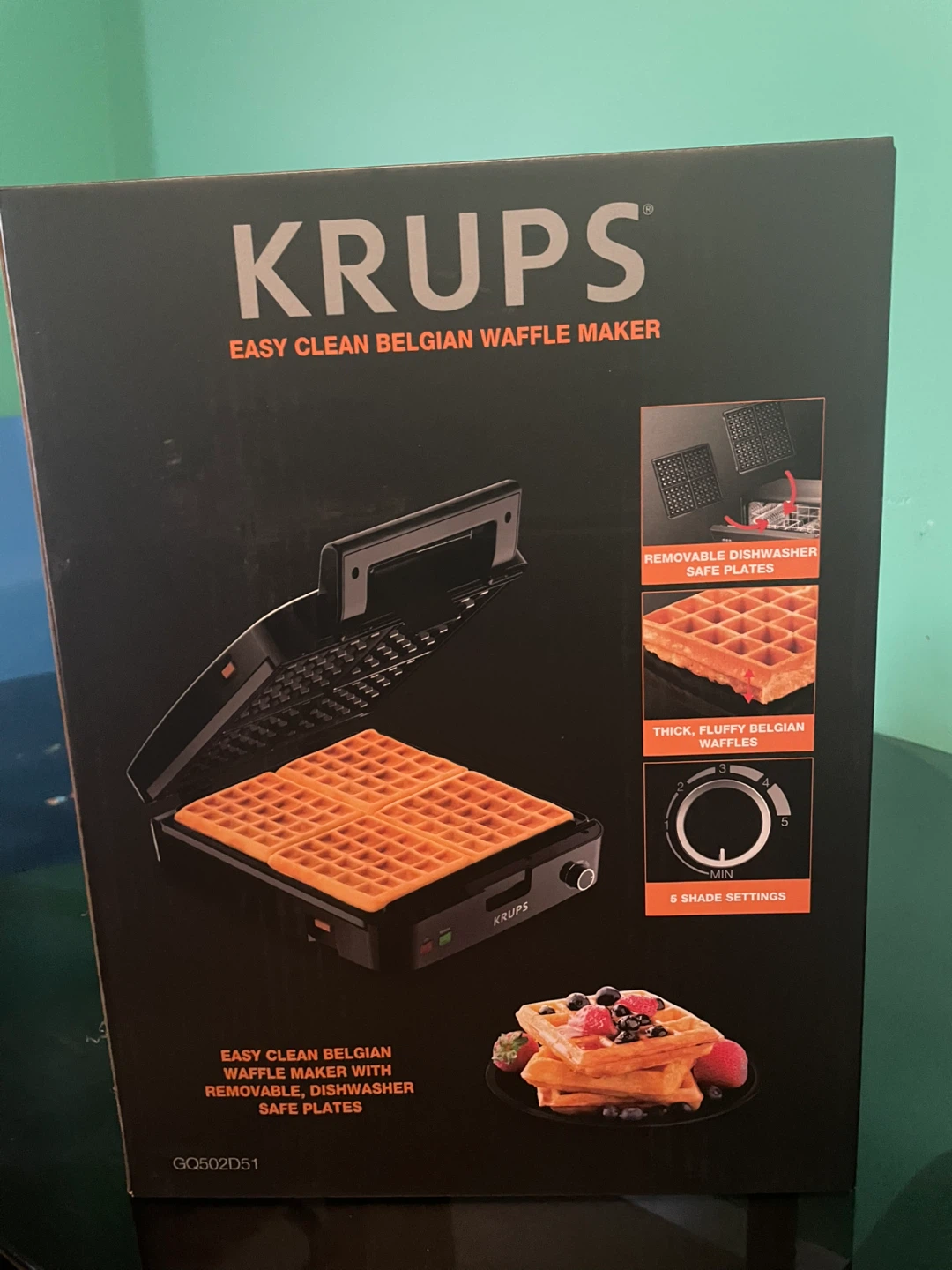 Brand New KRUPS 4-Slice Belgian Waffle Maker (GQ502D51)