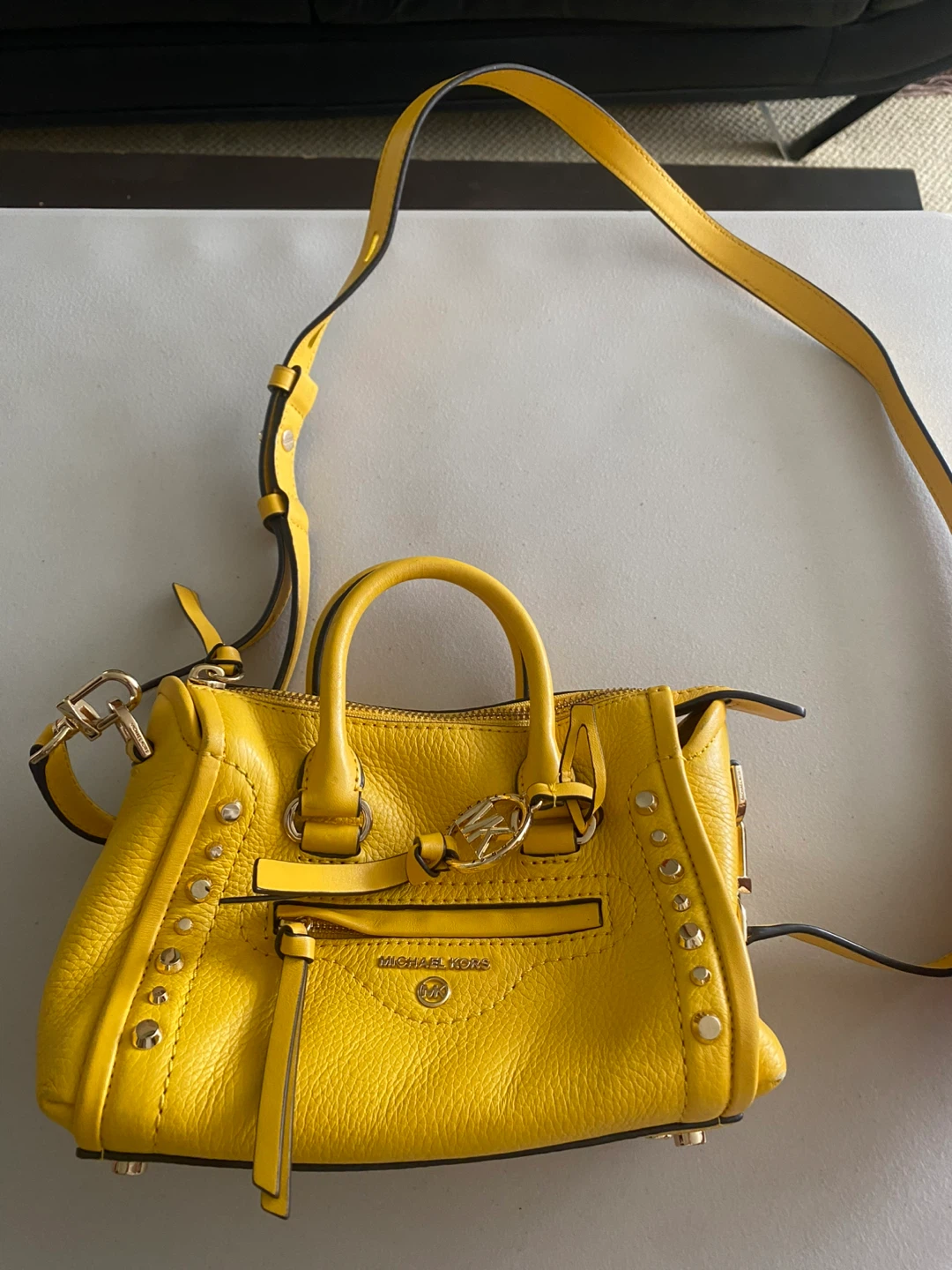Michael Kors Yellow Leather Satchel Purse