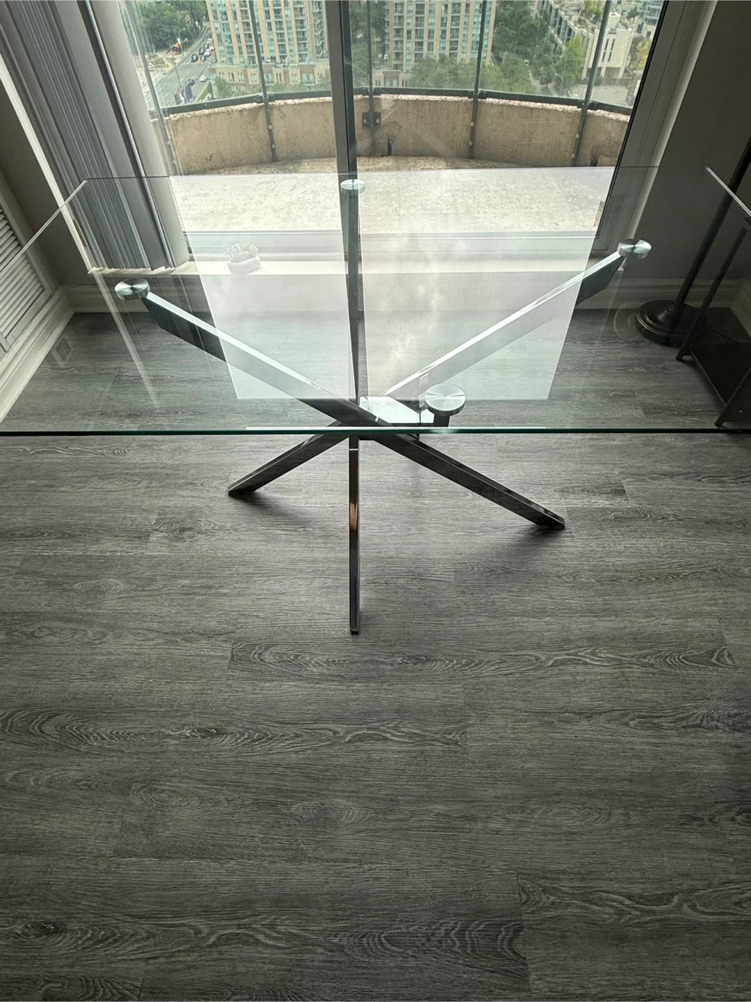 Glass Dining Table + 4 Chairs (Chrome/X-Base) - photo 2