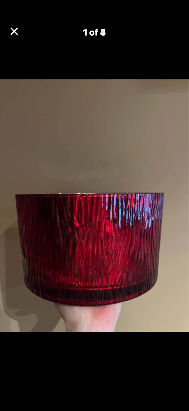 Red Textured Glass Candle Holder/Vase