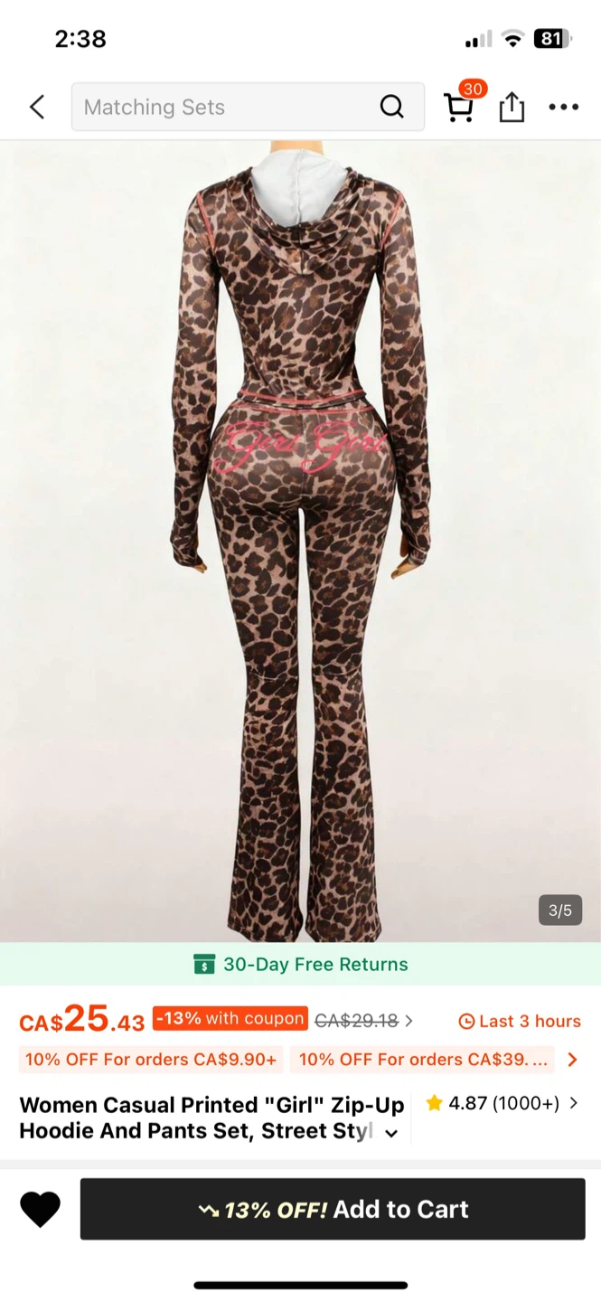 Guess Leopard Print Hoodie & Pants Set - photo 3
