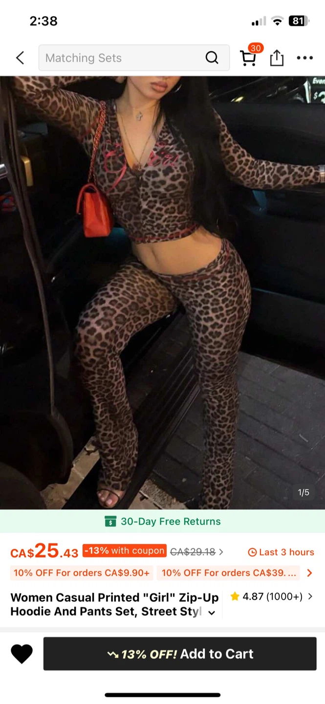 Guess Leopard Print Hoodie & Pants Set - photo 4