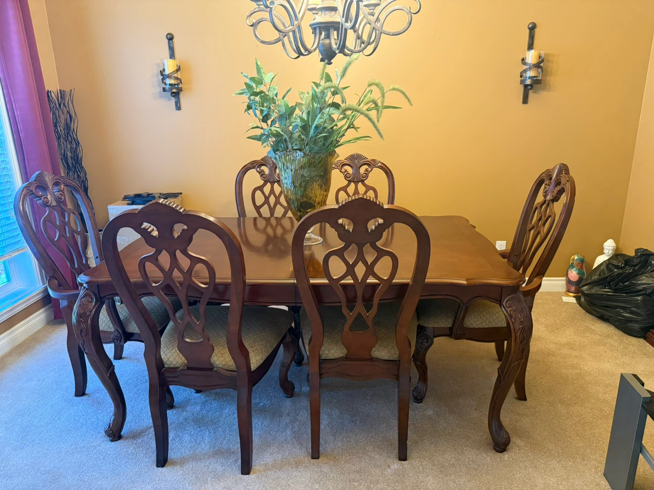 Wooden Dining Table with 6 Chairs