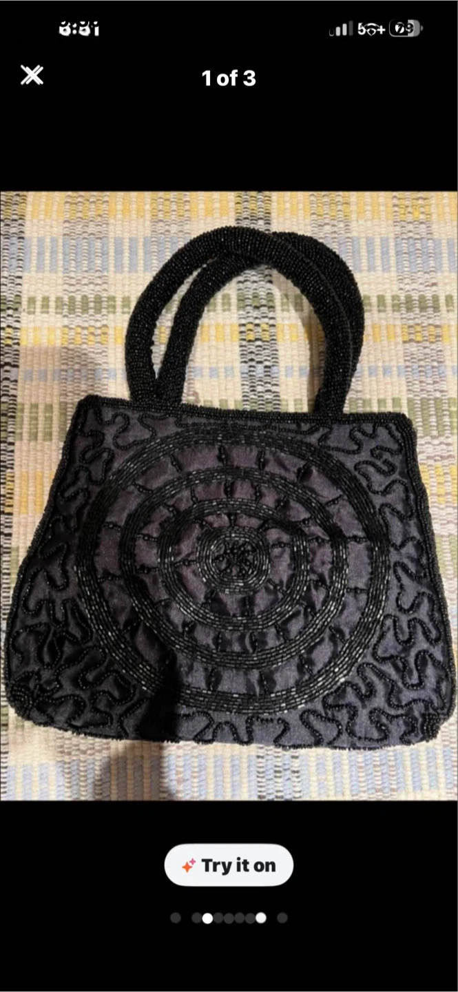 Black Beaded Handbag by Anneix