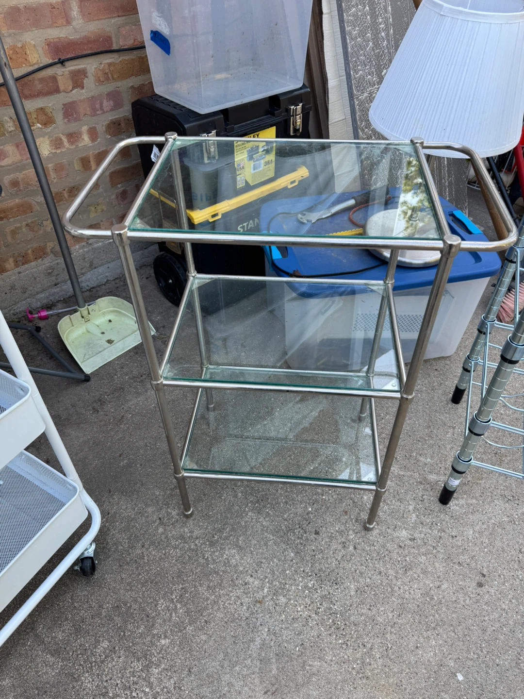 3-Tier Glass Bar Cart with Chrome Frame - photo 2