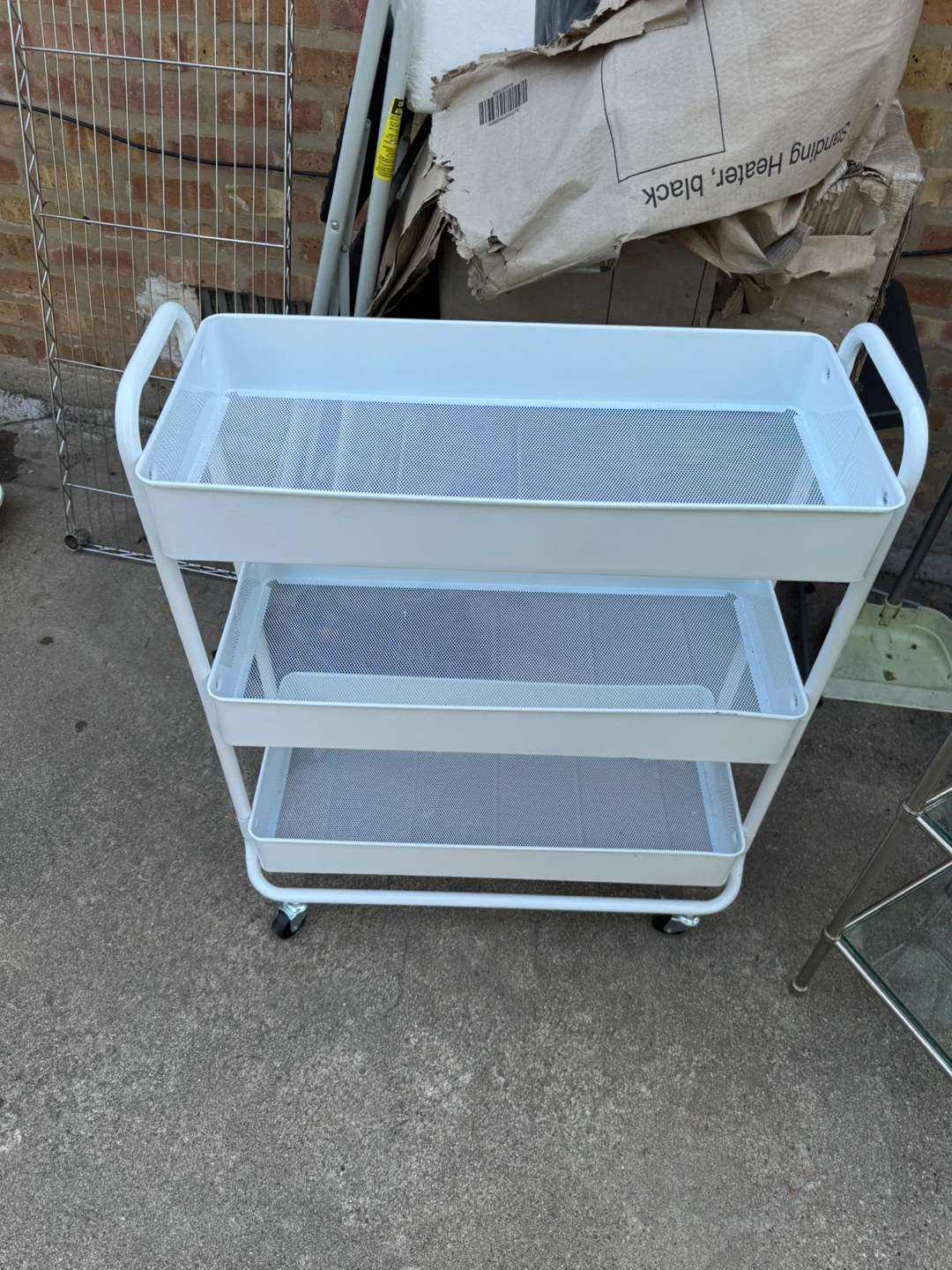 White 3-Tier Rolling Utility Cart