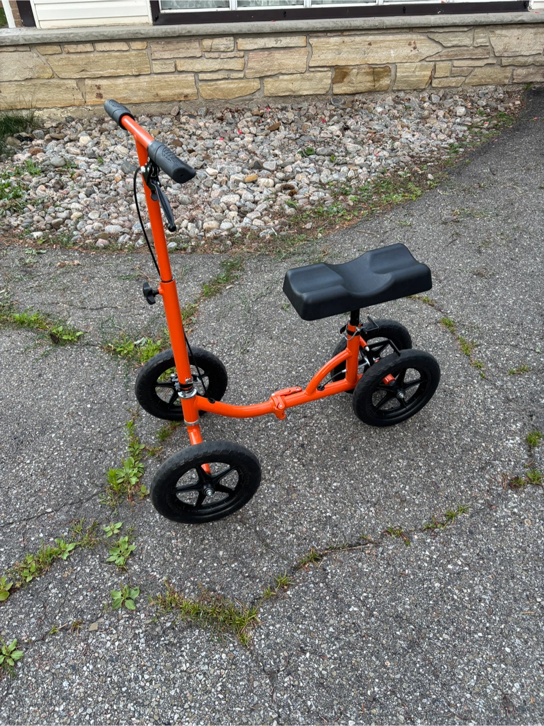 Orange 4-Wheel Knee Scooter Walker