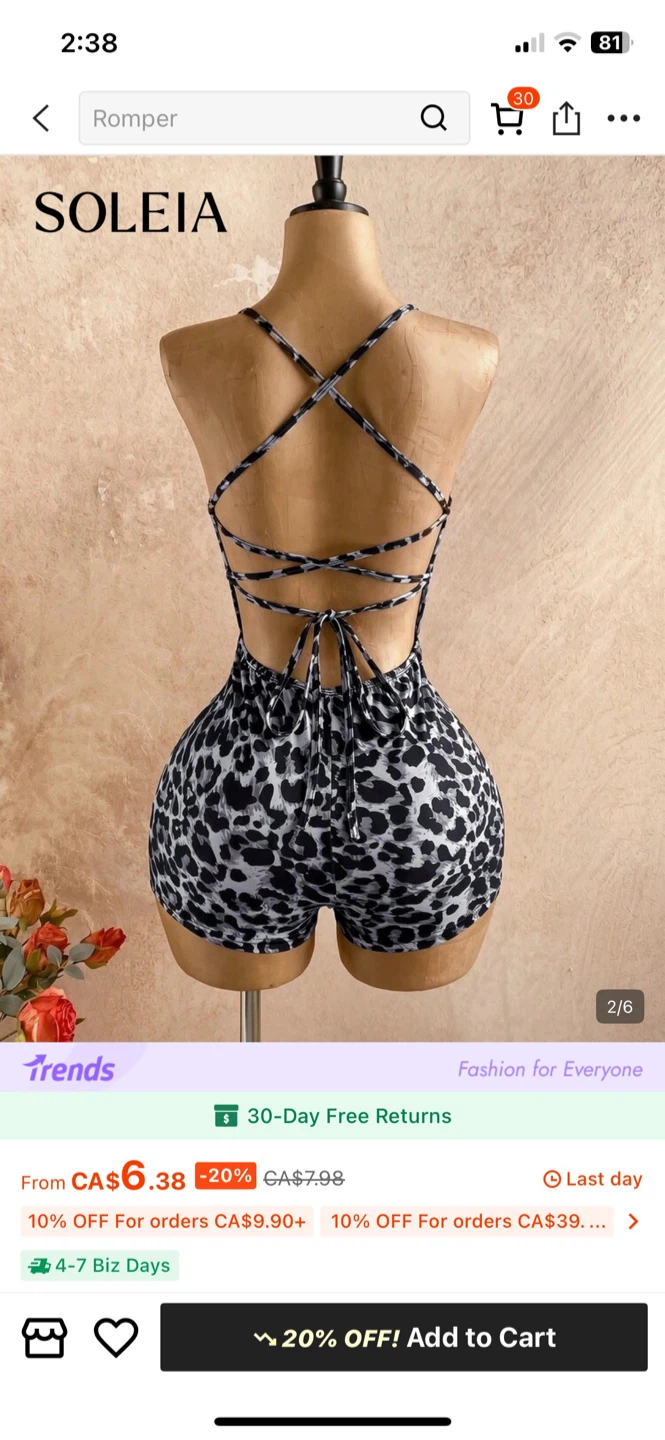 SOLEIA Leopard Print Romper XS - photo 2