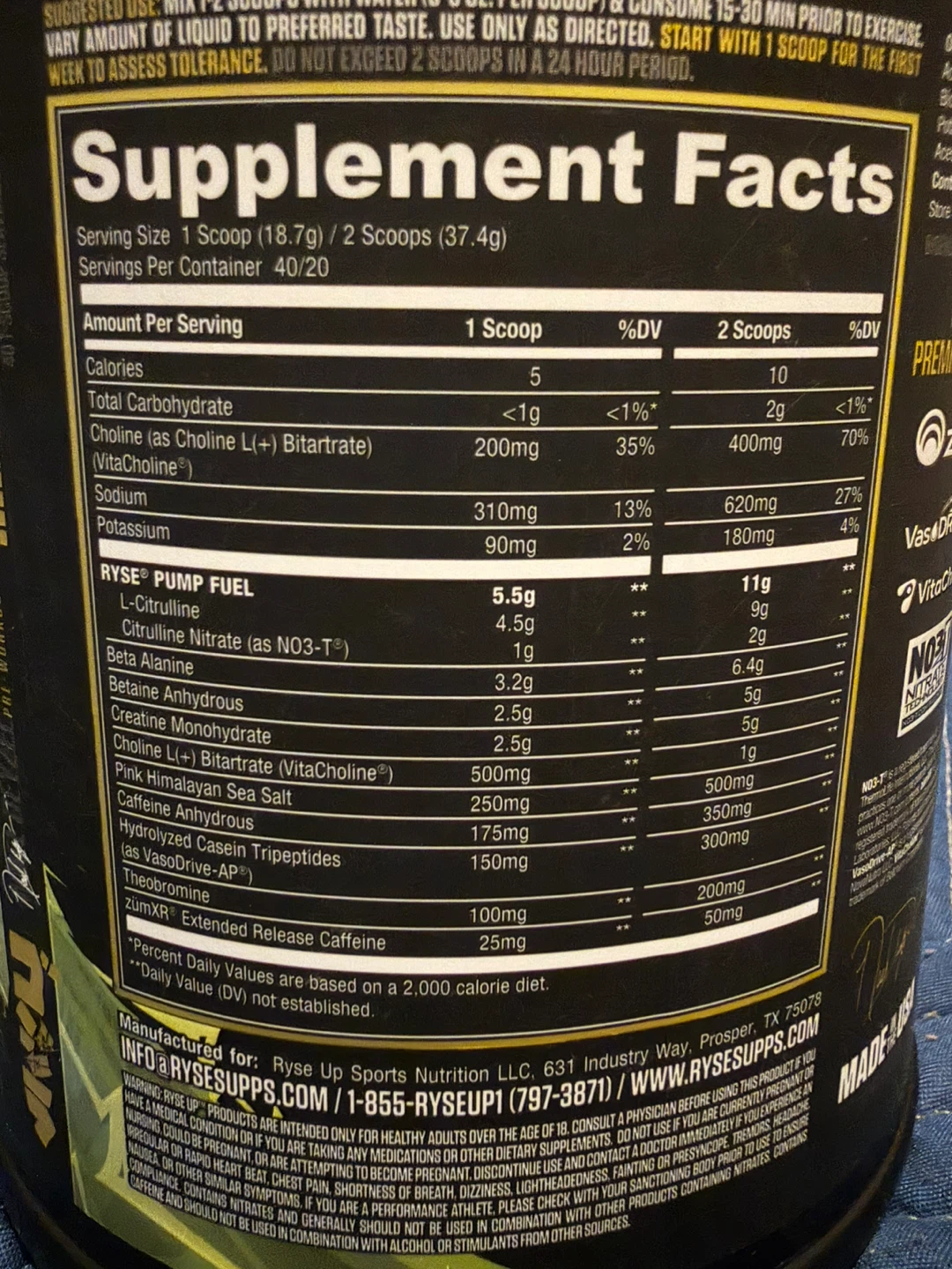 RYSE Supplements Godzilla Pre - Workout 40 Servings (1.6 Lbs) - photo 3
