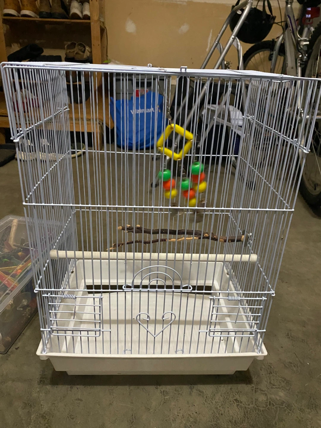 White Bird Cage with Accessories