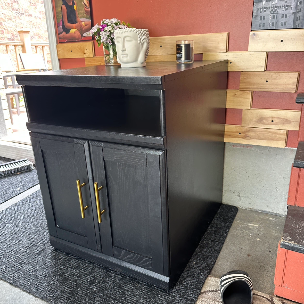 Refinished Modern Black Storage Cabinet / Coffee Bar - photo 3