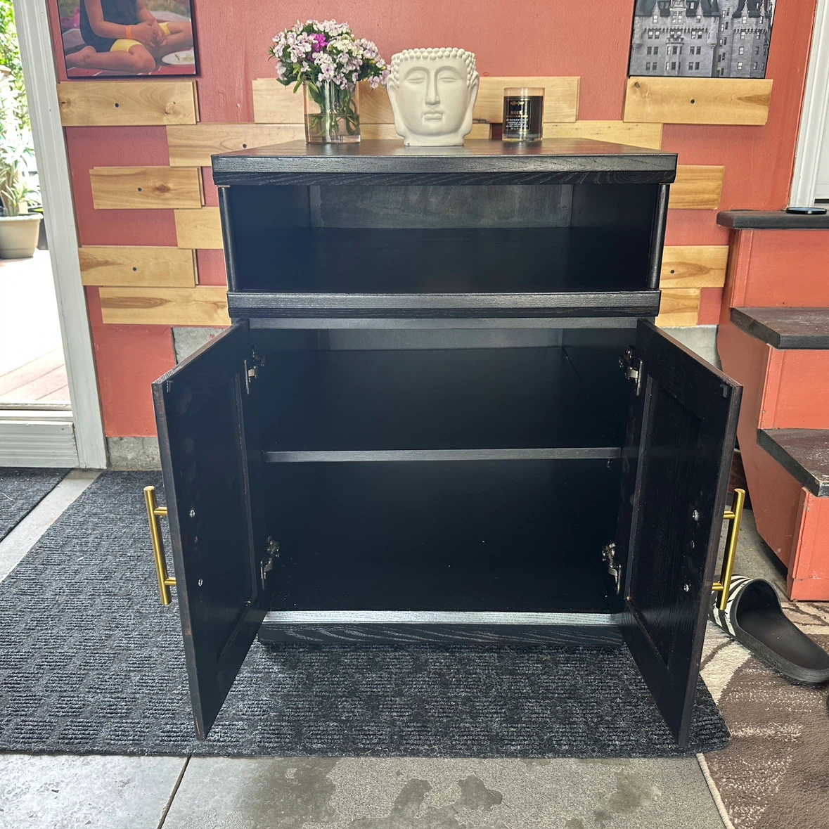 Refinished Modern Black Storage Cabinet / Coffee Bar - photo 4