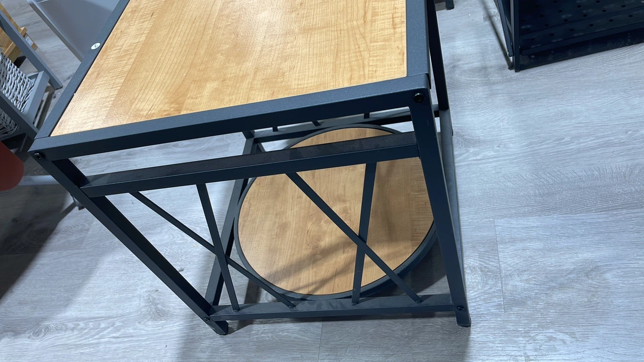 Wooden Top Side Table with Metal Frame