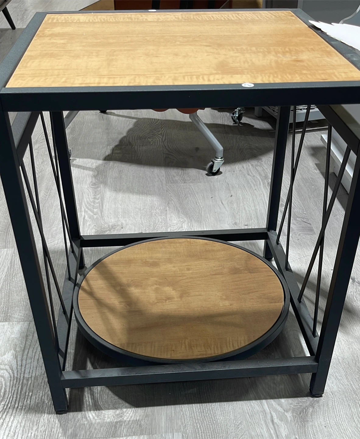Wooden Top Side Table with Metal Frame - photo 2