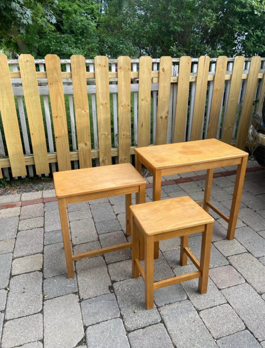 Set of 3 wooden stools
