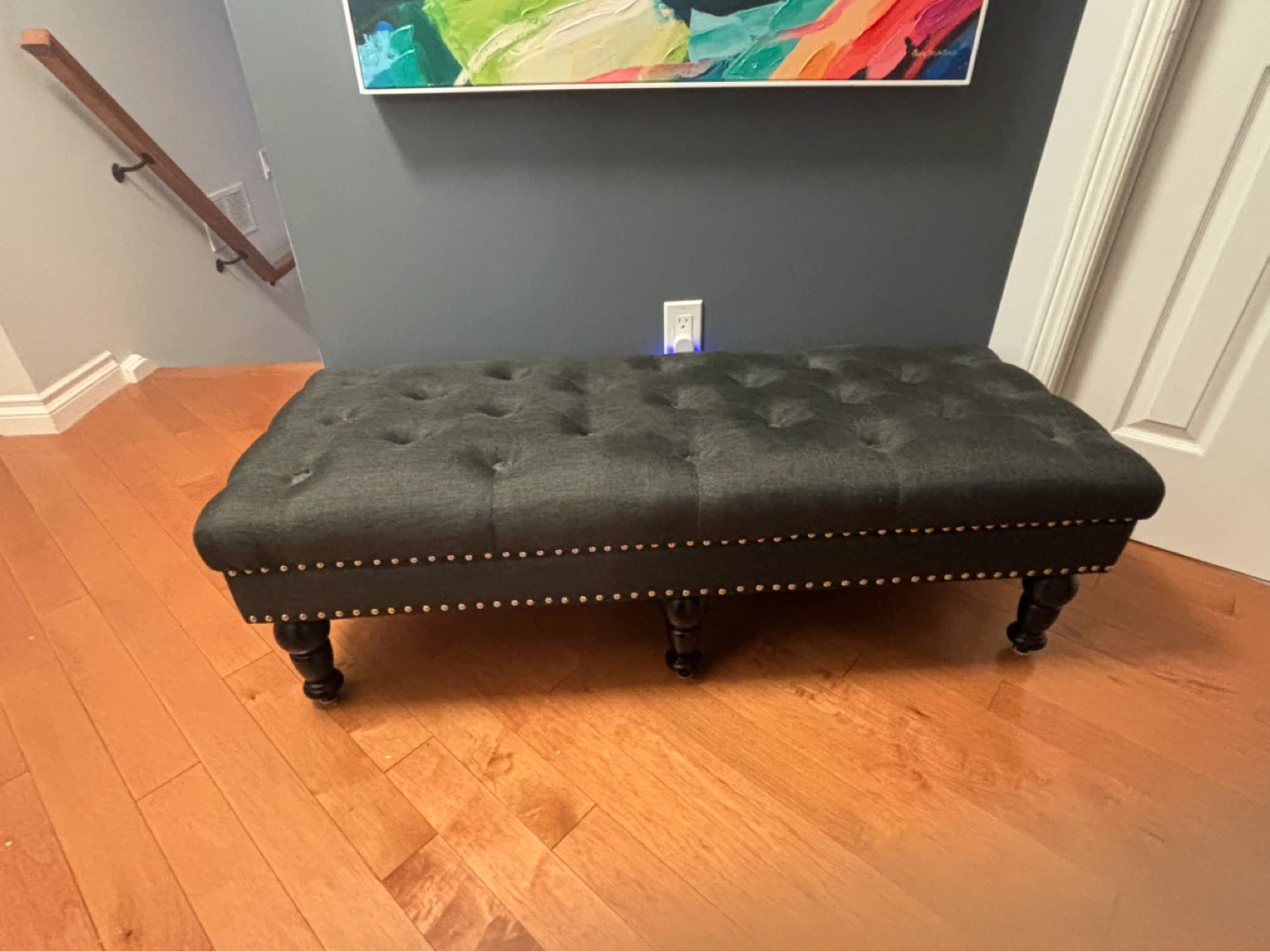 Charcoal Tufted Bench - photo 2