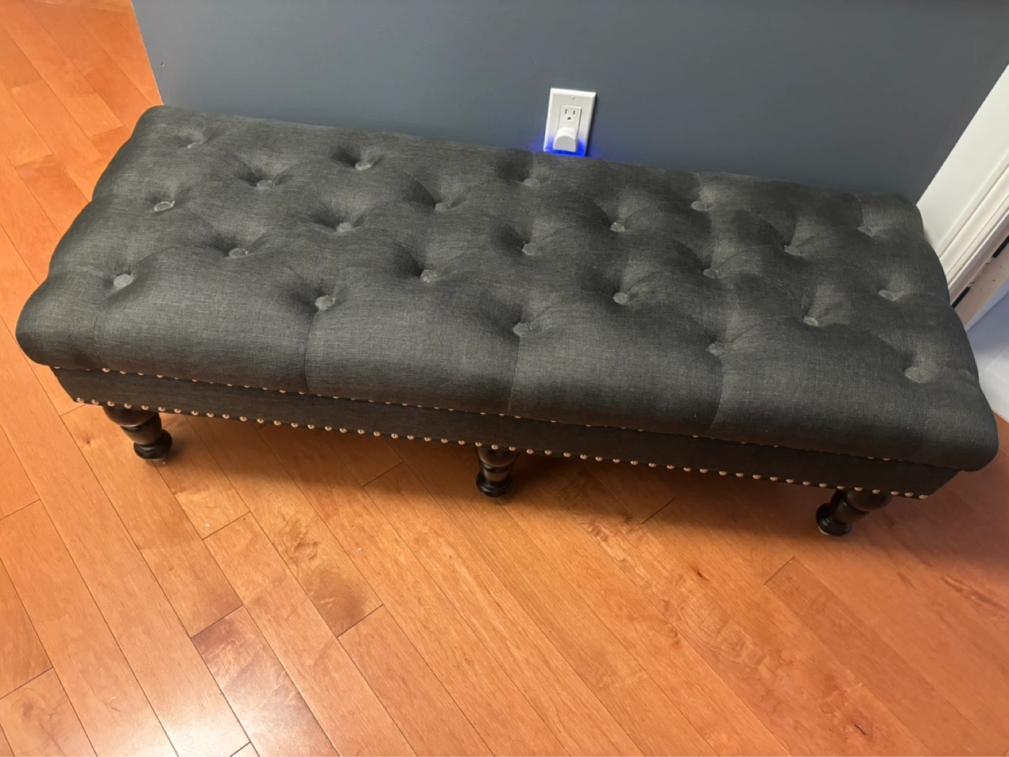 Charcoal Tufted Bench