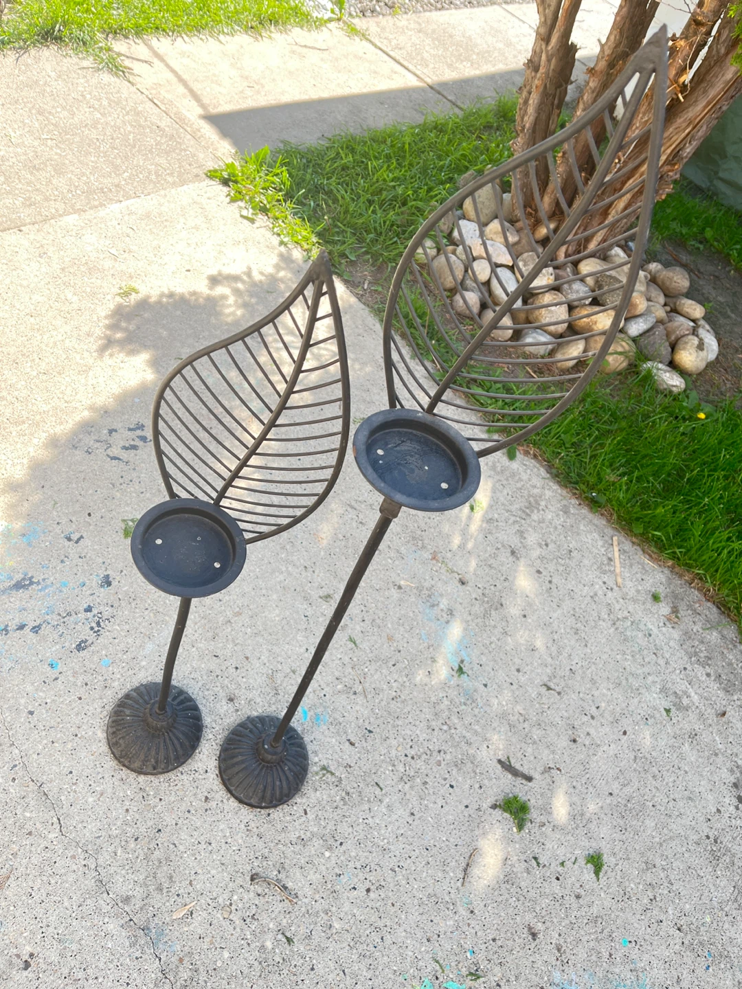 Leaf Design Metal Candle Holders Set