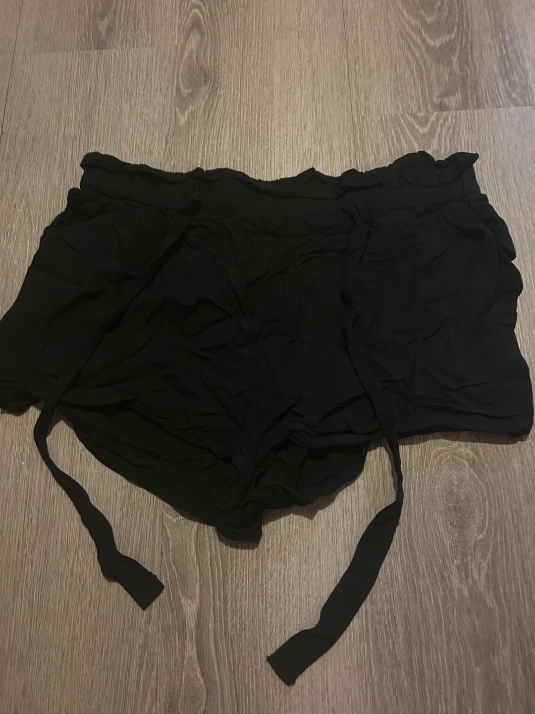 Black Waist Shorts with Tie