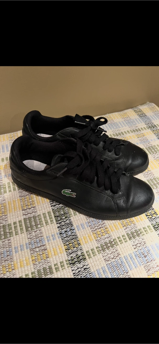 Lacoste Men's Black Leather Sneakers - Size 10 US