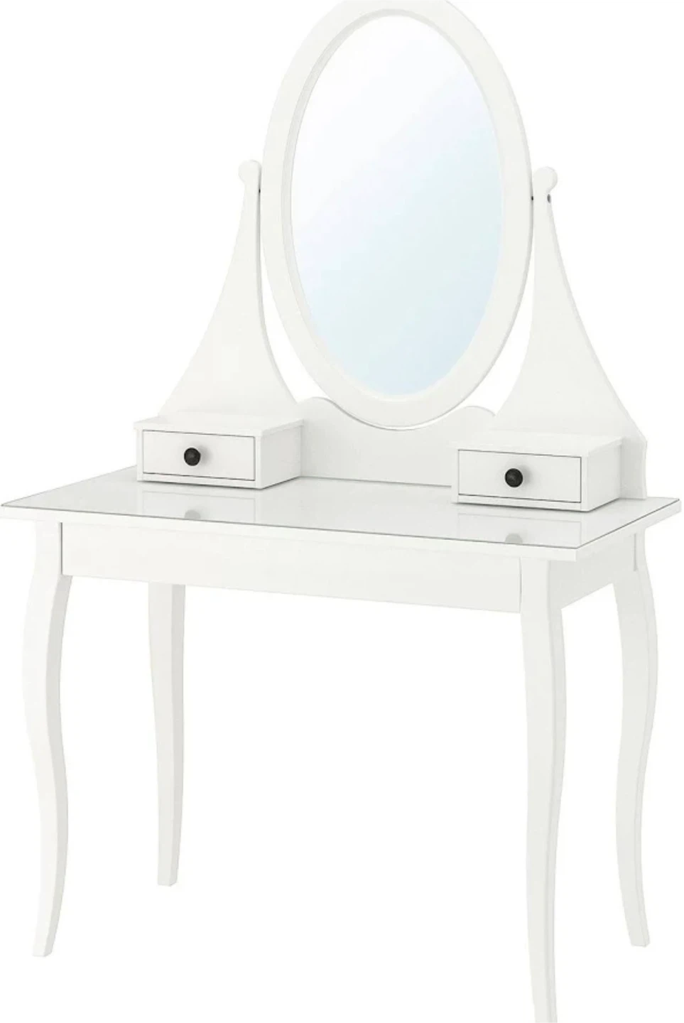 White Vanity Table with Mirror and Drawers