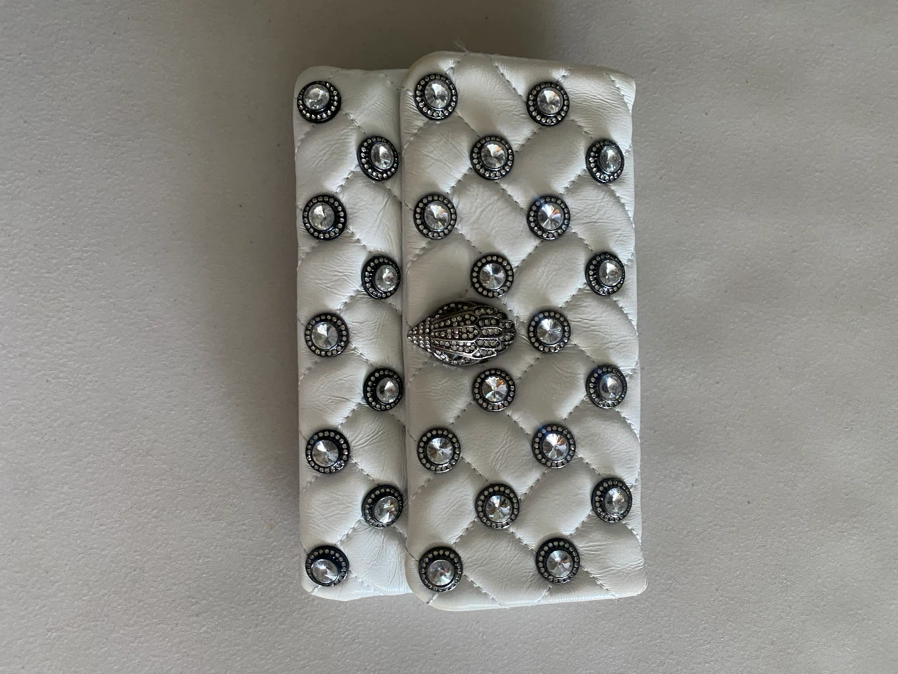 White Quilted Clutch with Embellishments