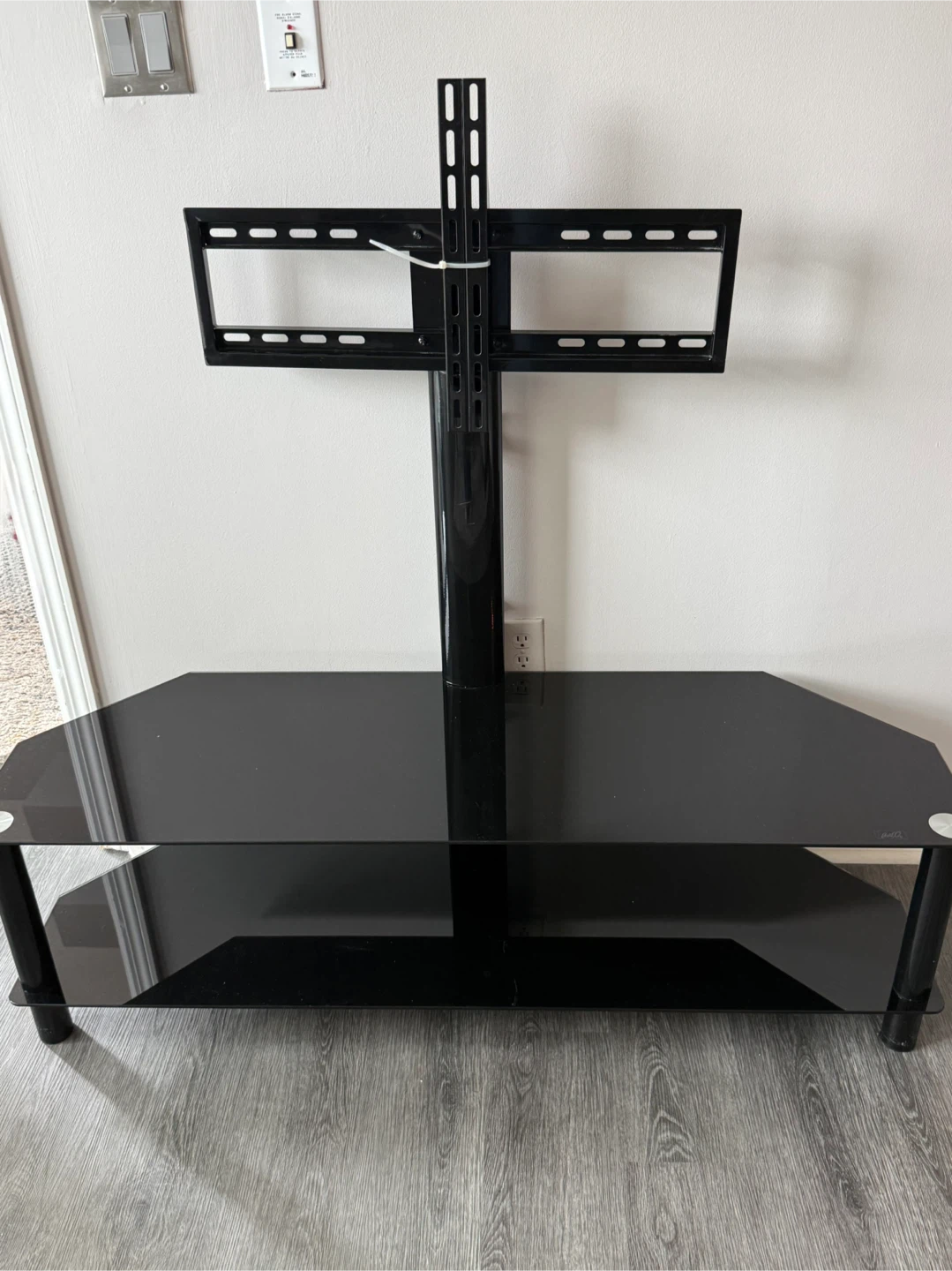 Black Glass TV Stand with Mount — Moving Sale