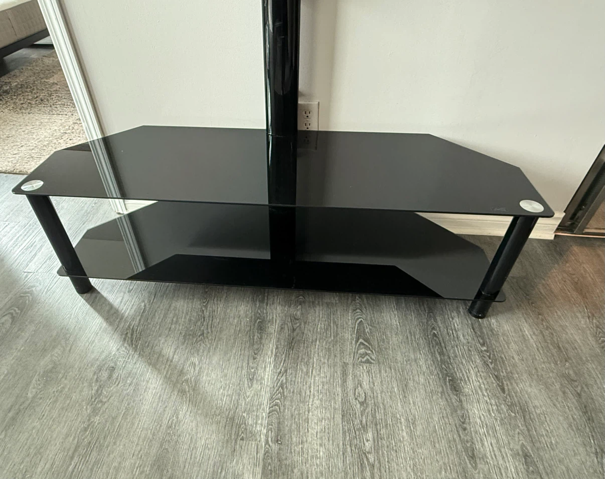 Black Glass TV Stand with Mount — Moving Sale - photo 2