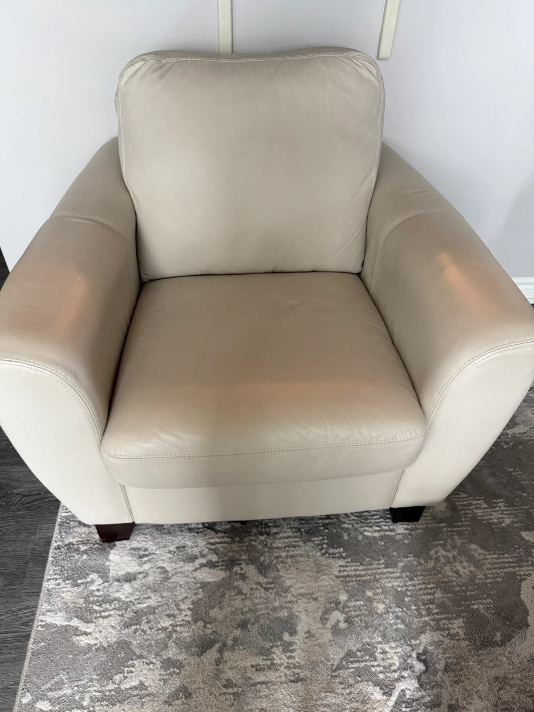 Cream/Off-White Leather Armchair — Moving Sale