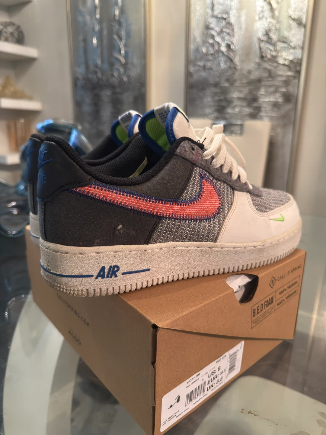 NIKE AIR FORCE 1'07 WHT SPORT RED-GREY CU5625 122 MENS SZ US 8