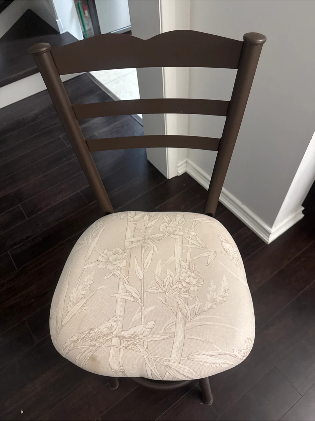 Upholstered Bar Stool with Floral/Bird Pattern - photo 2