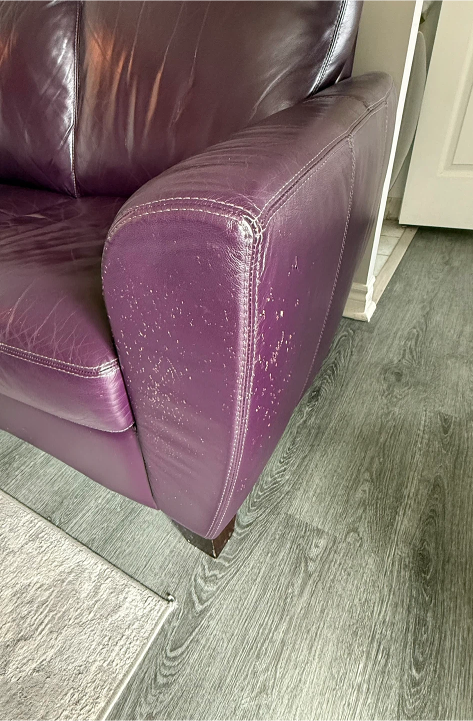 Purple Genuine Leather 3-Seater Sofa — Moving Sale - photo 2