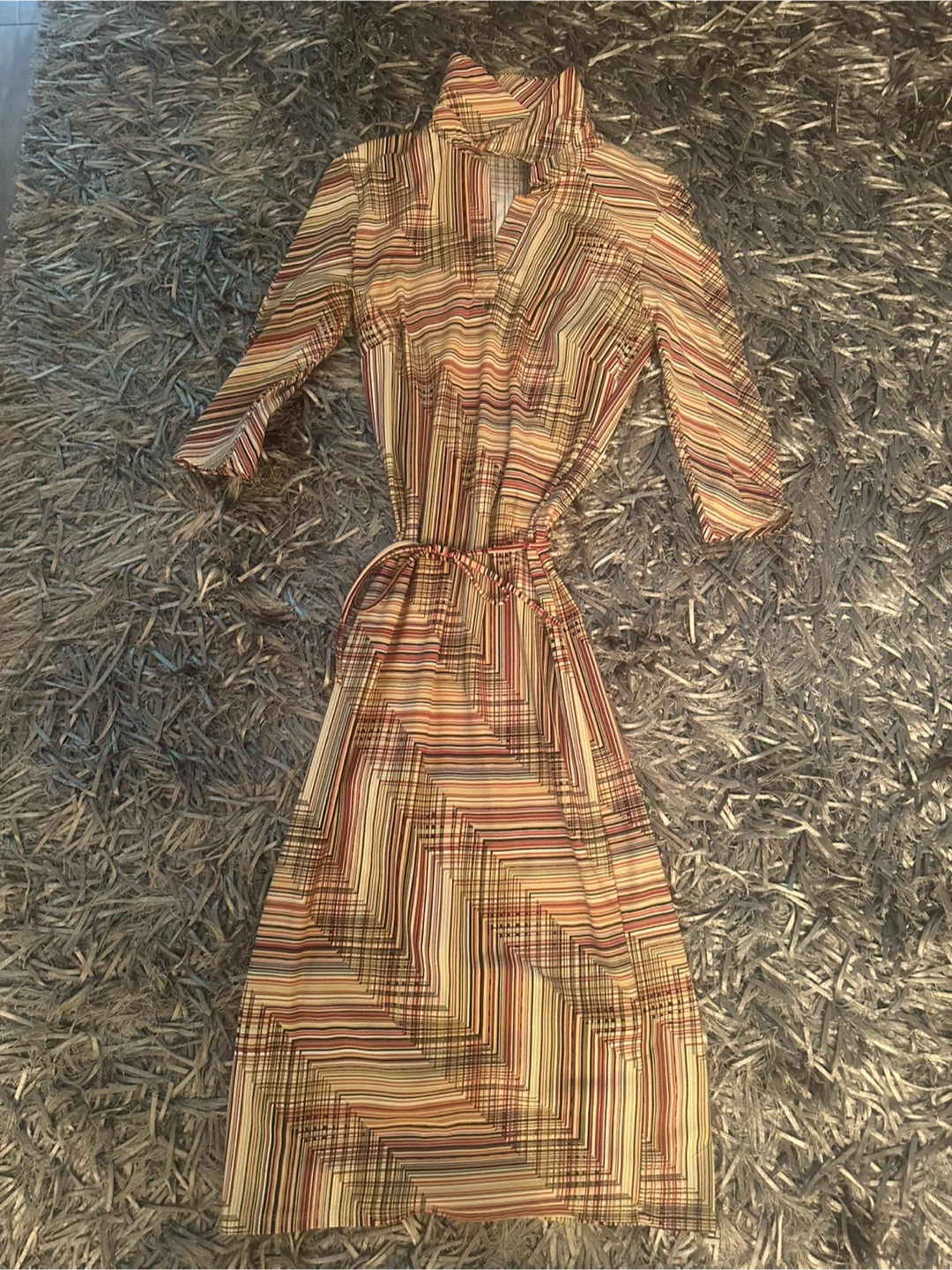 Striped Wrap Midi Dress