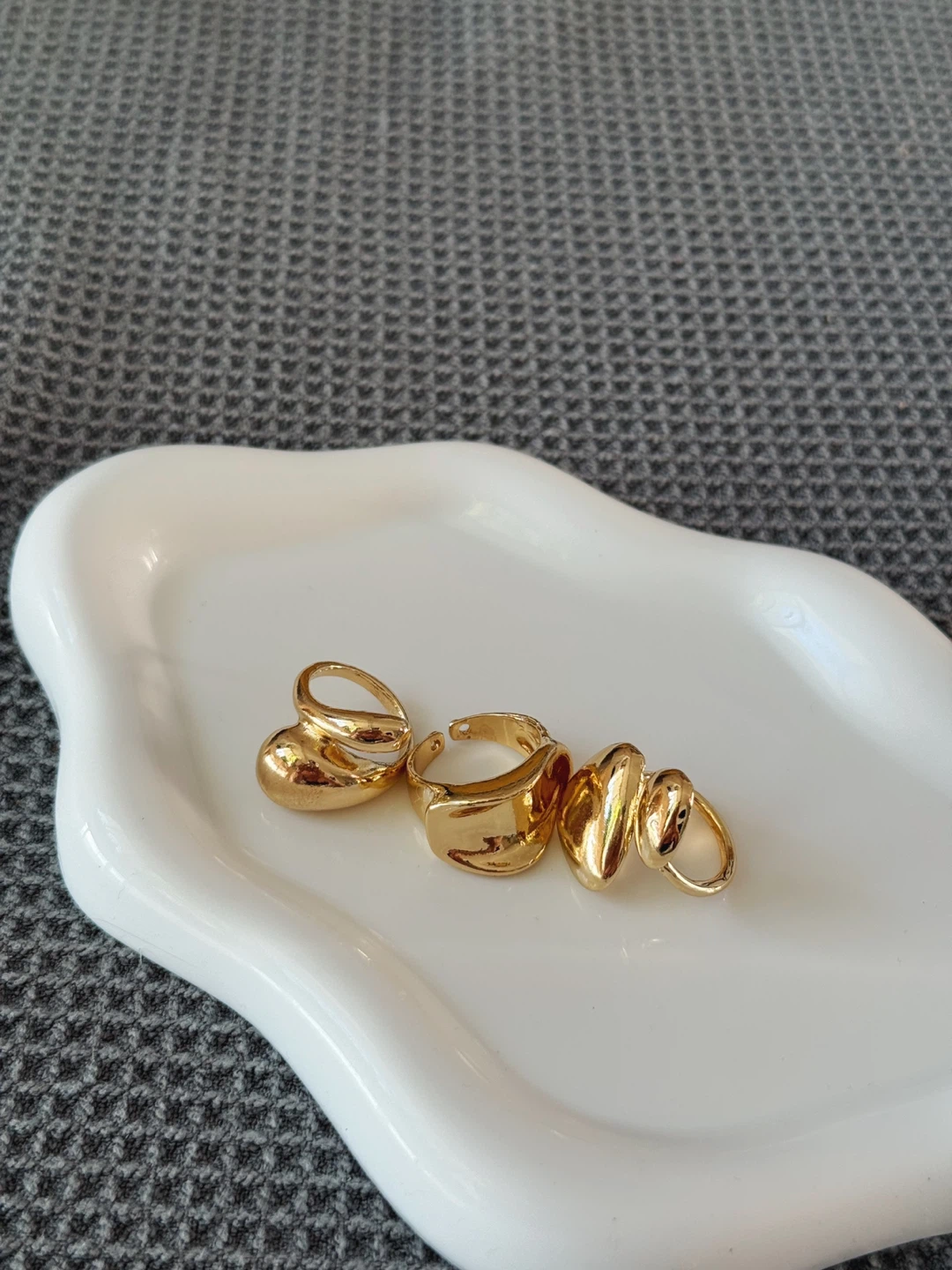 Golden Chunky Dome Ring Set (3 Pieces) - photo 5