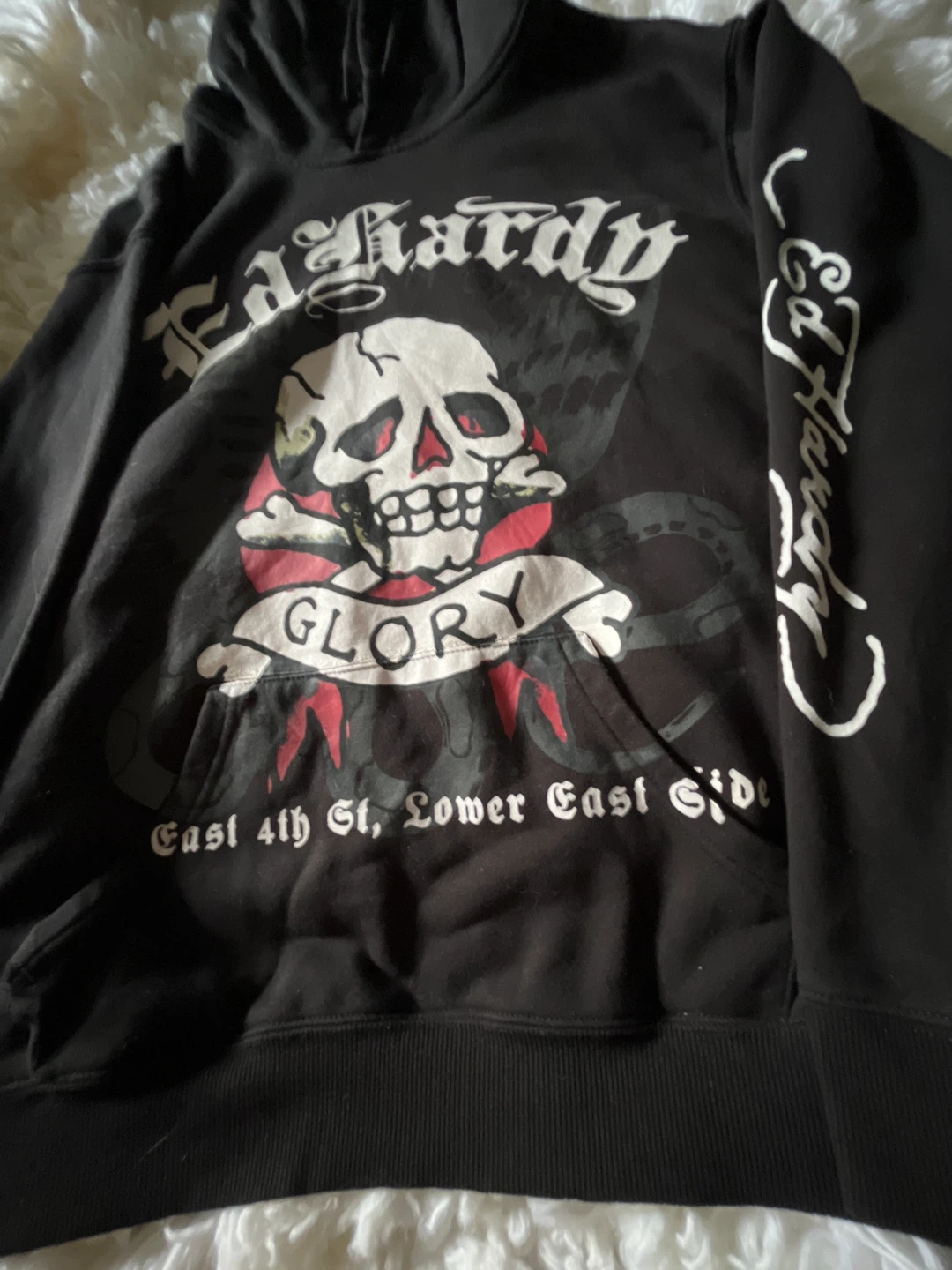 Ed Hardy Black Skull Graphic Hoodie