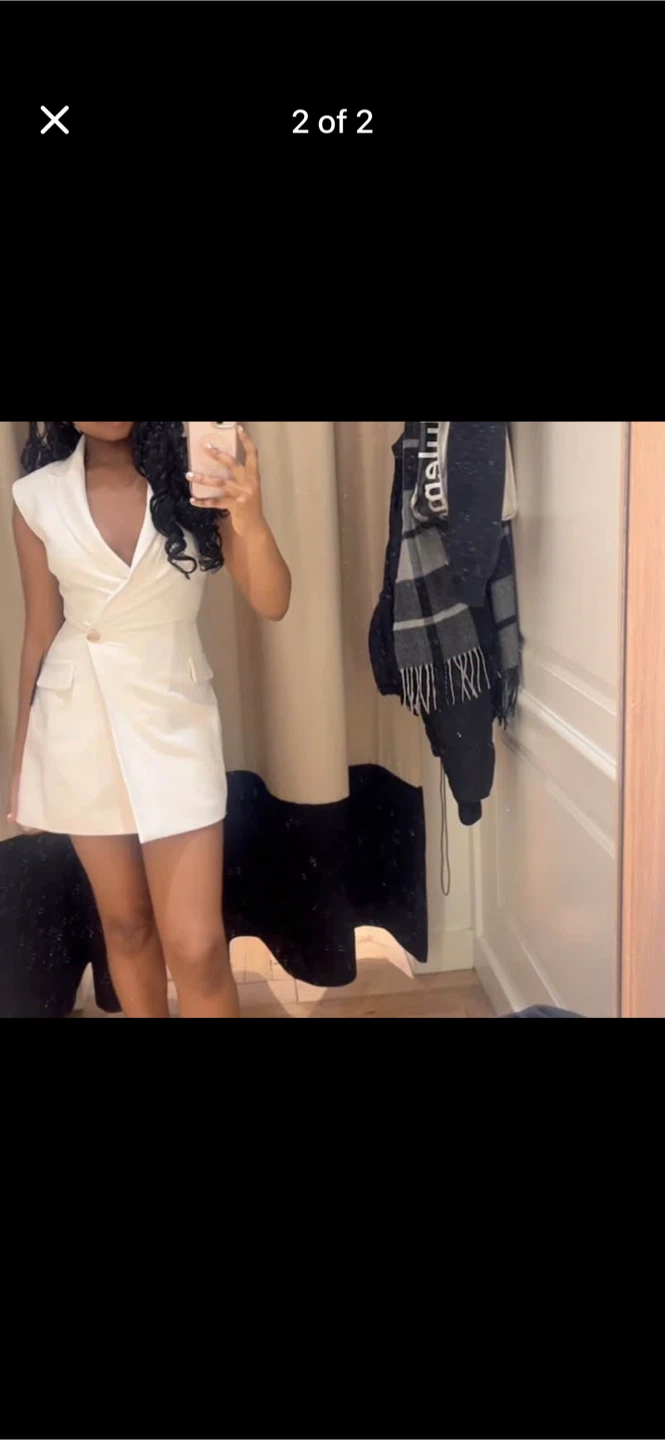 Dynamite Blazer Romper Mini Dress Sea Salt Off White - photo 2