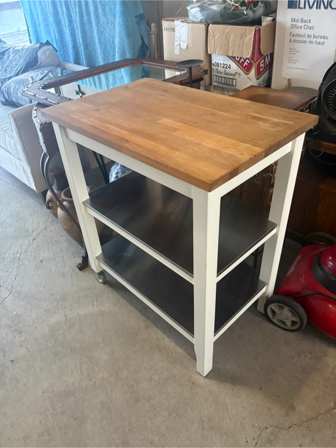 Kitchen Cart with Wood Top and Shelves